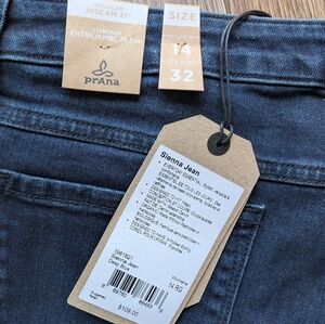 New Prana Sienna Skinny Jeans Stretch Denim Deep Blue Size 14